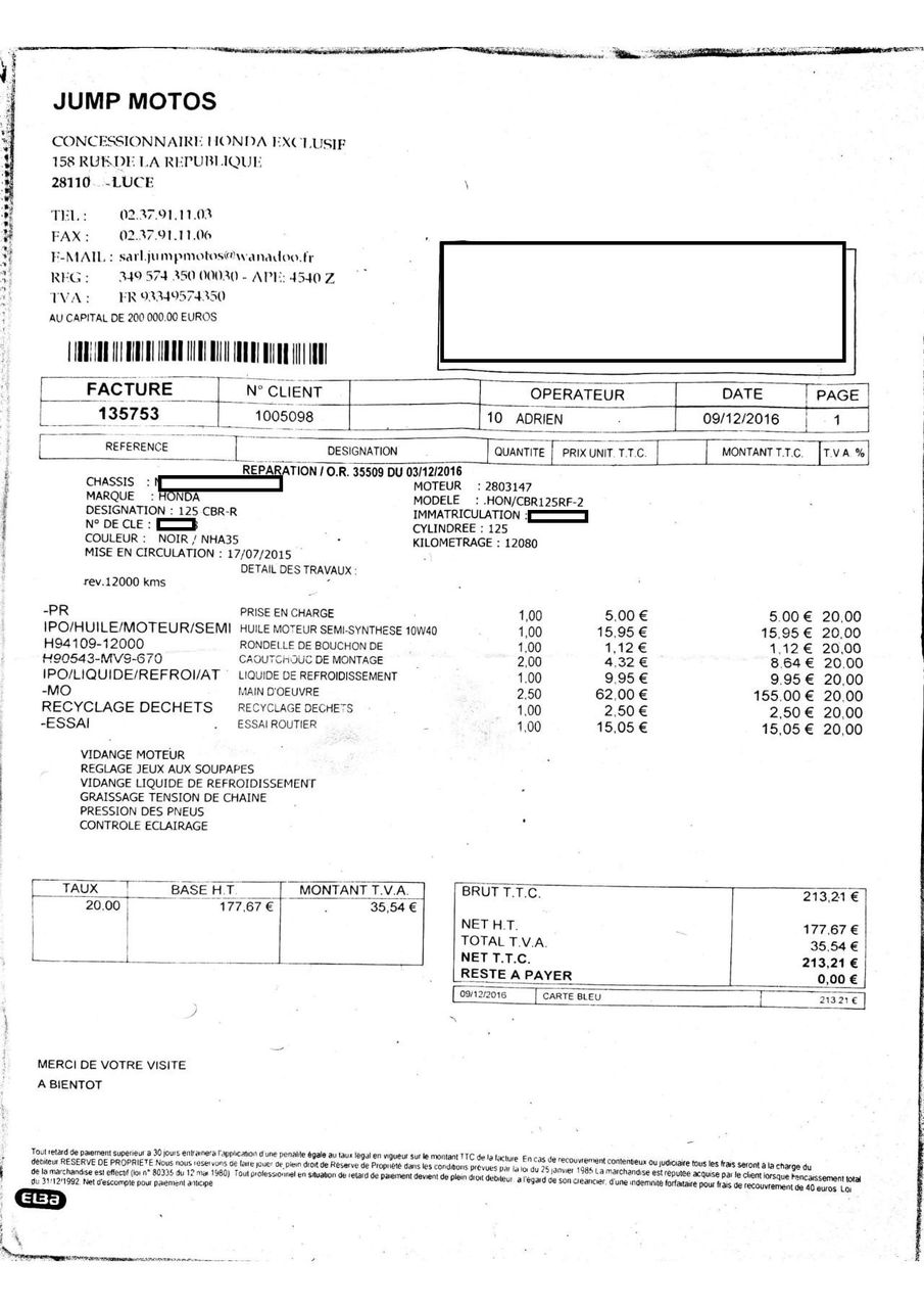 Photo HONDA CBR 125 R
