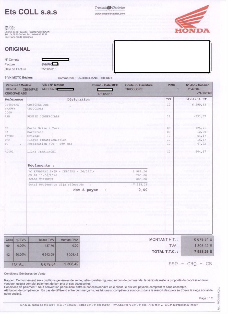 Photo HONDA CB 650 F