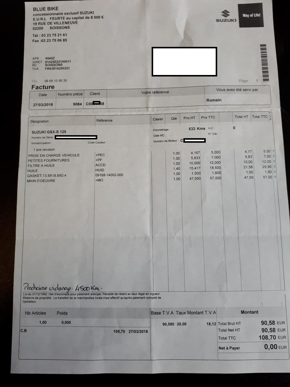 Photo SUZUKI GSX-S 125