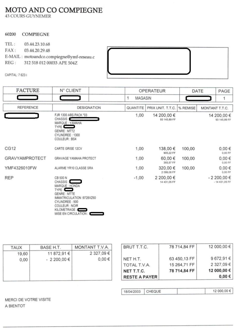 Photo YAMAHA FJR 1300