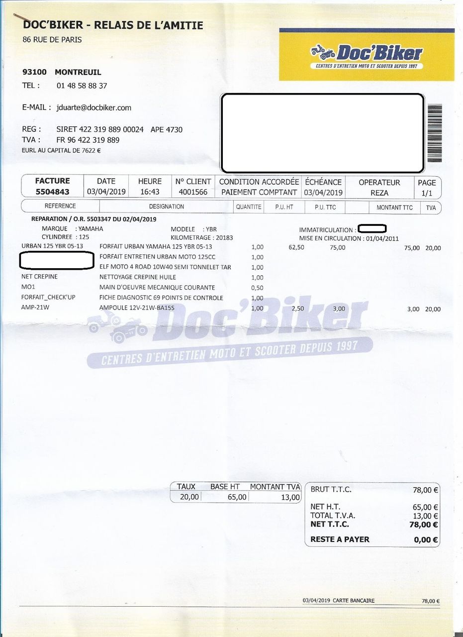 Photo YAMAHA YBR 125