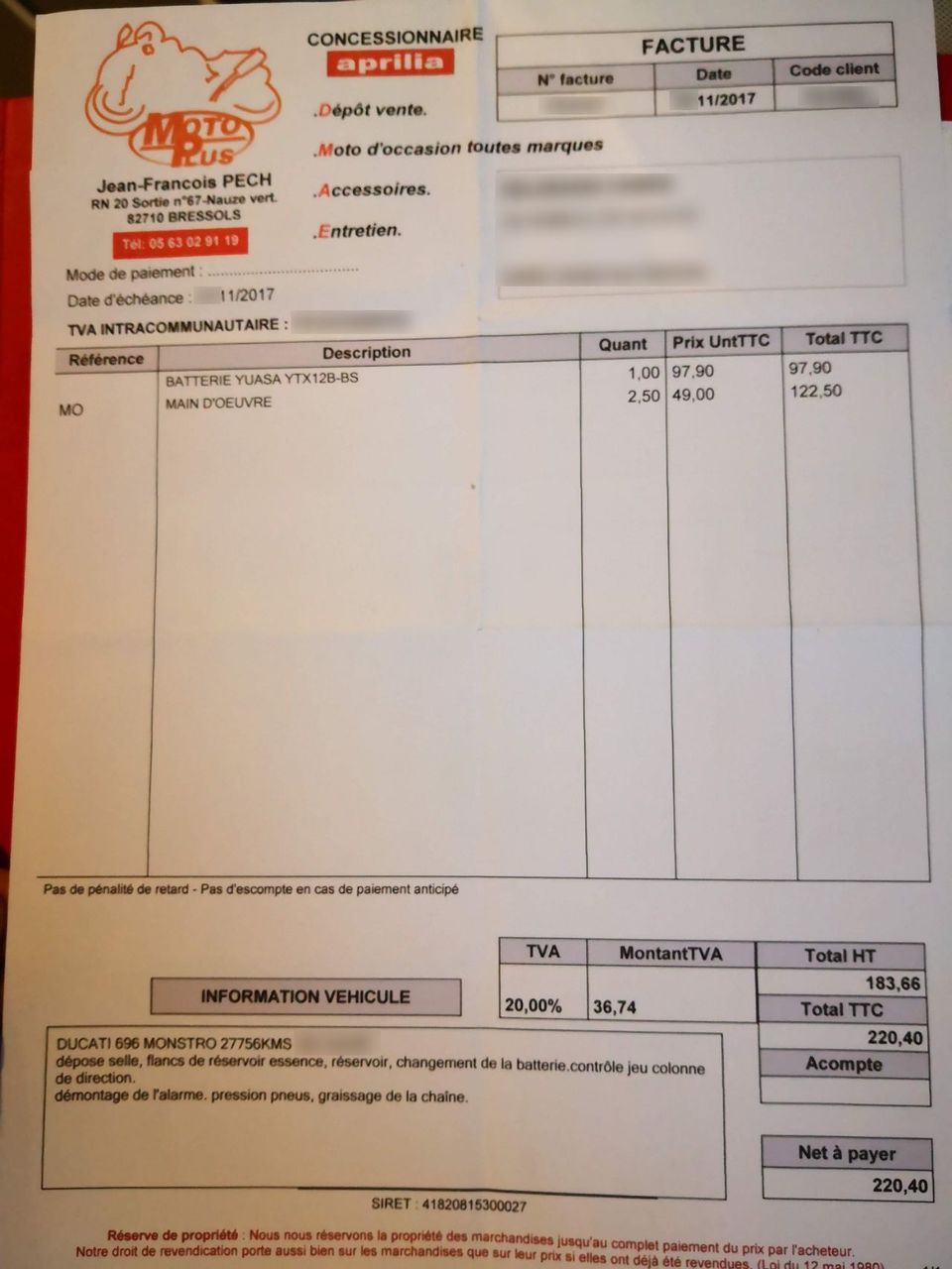 Photo DUCATI MONSTER 696