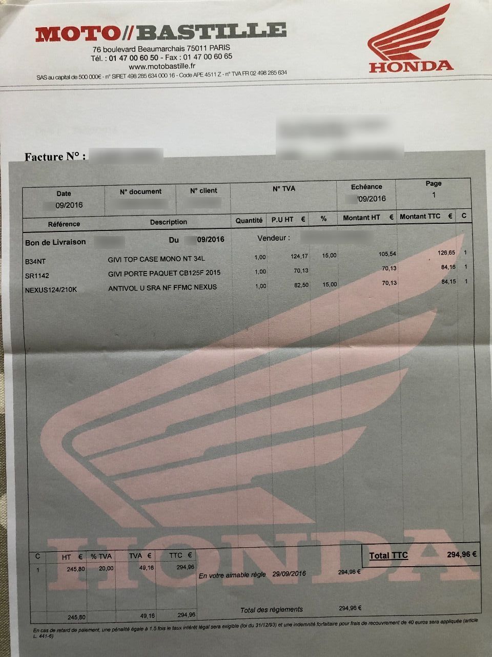 Photo HONDA GLR 1251 WH