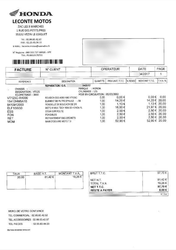 Photo HONDA SHADOW 125