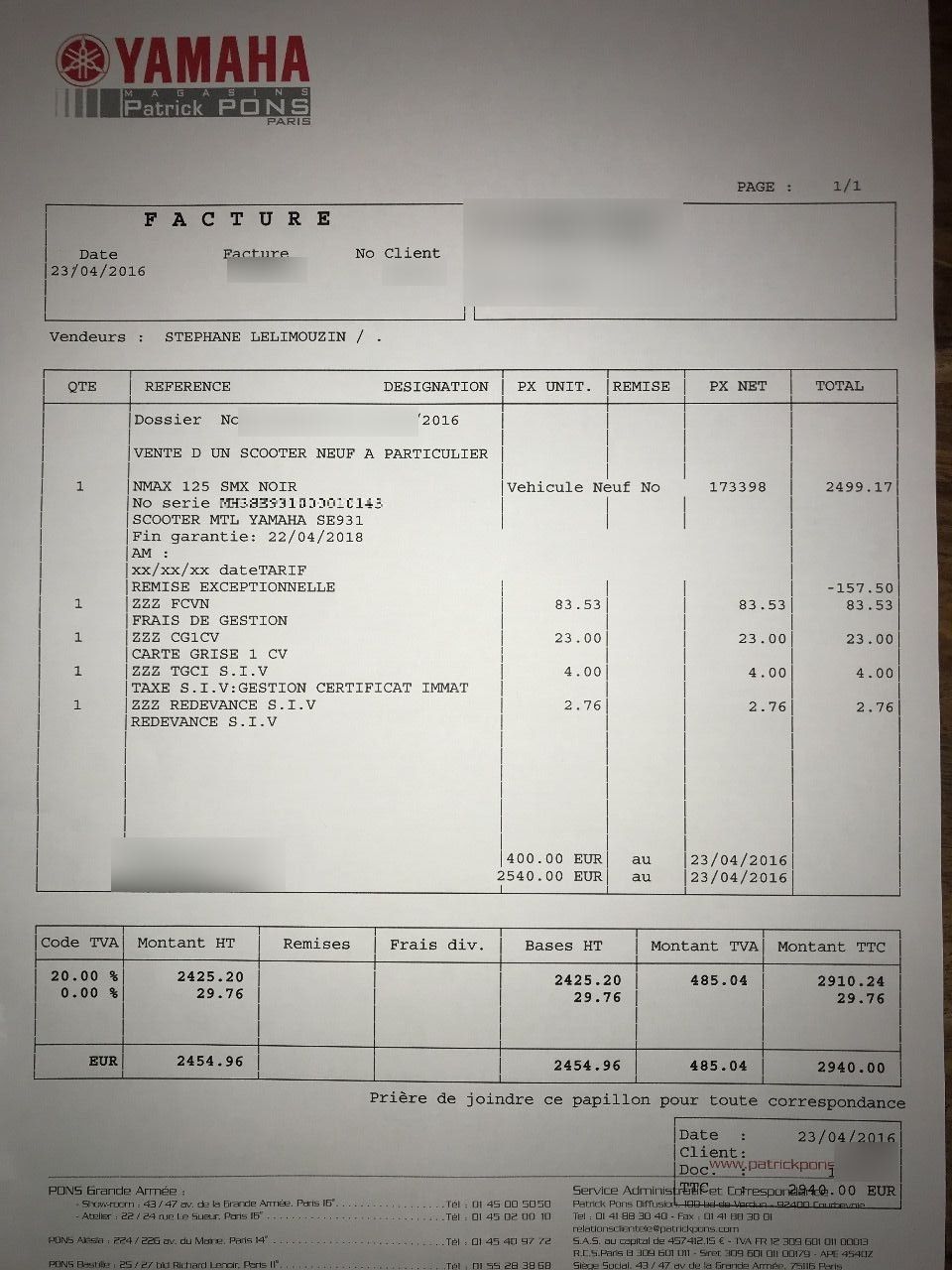 Photo YAMAHA GPD 125-A