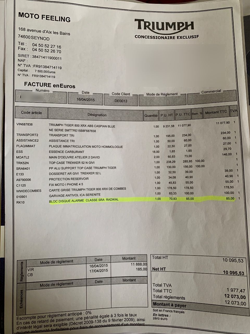 Photo TRIUMPH TIGER XRX