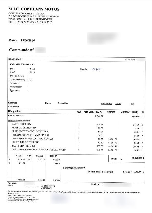 Photo YAMAHA XVS 950 CU