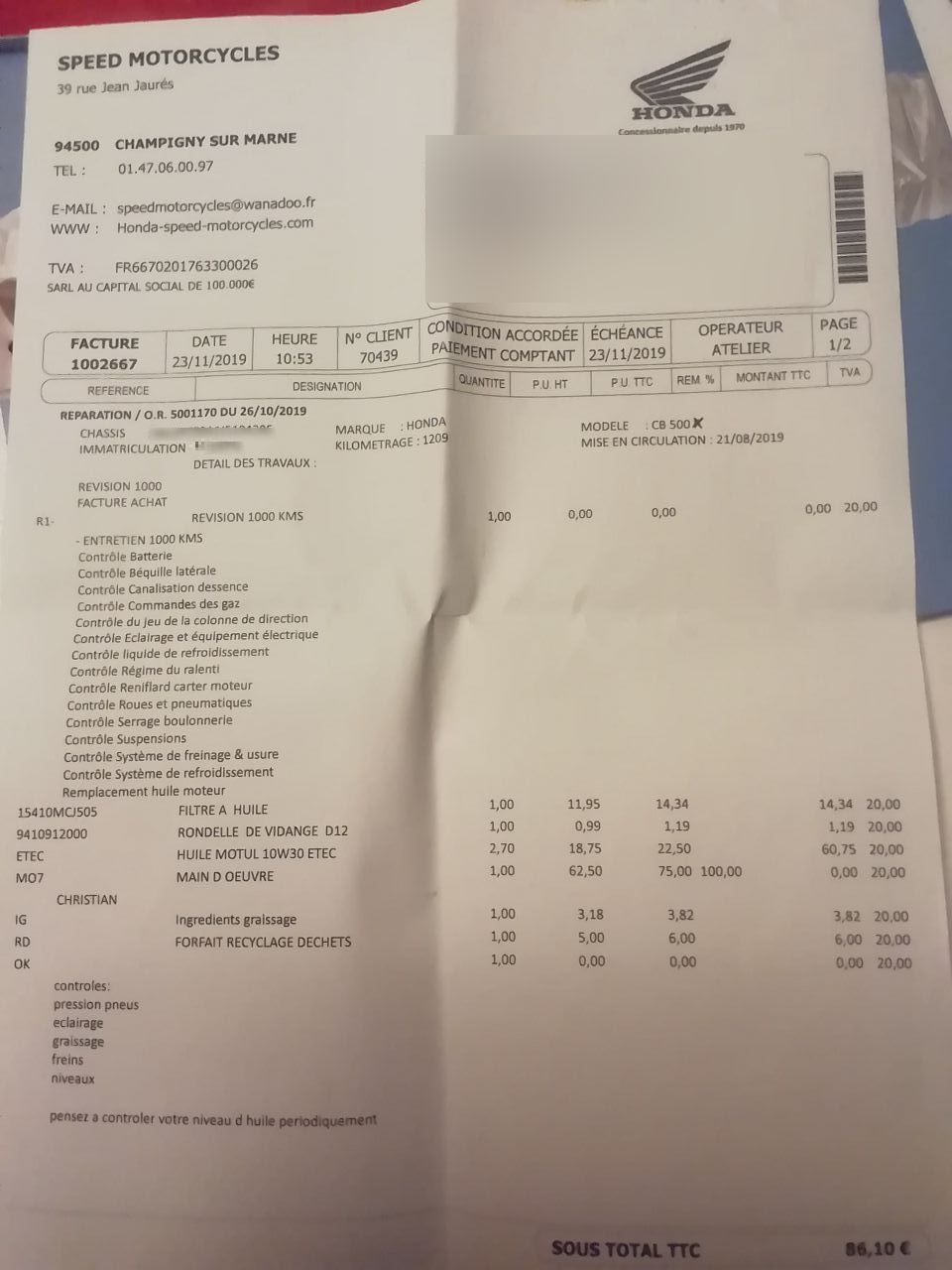 Photo HONDA CB 500 XA