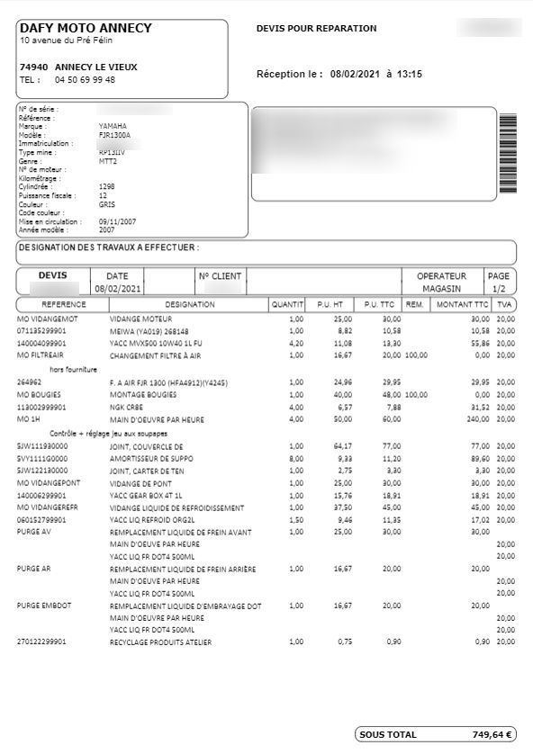 Photo YAMAHA FJR 1300