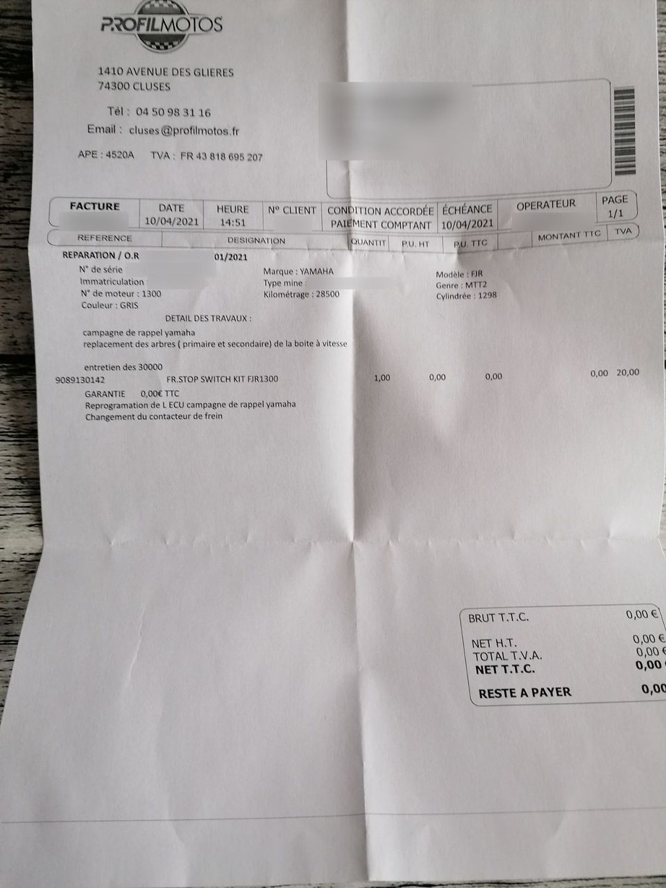 Photo YAMAHA FJR 1300