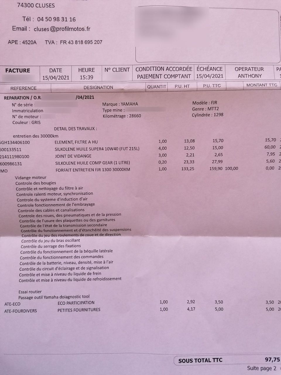 Photo YAMAHA FJR 1300