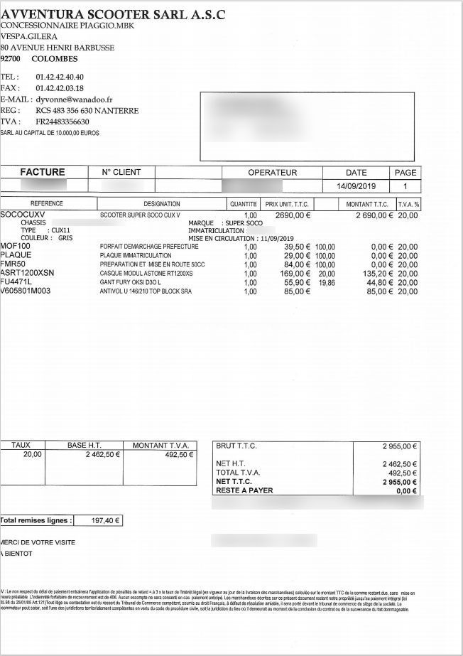 Photo SUPER SOCO CU-X 50