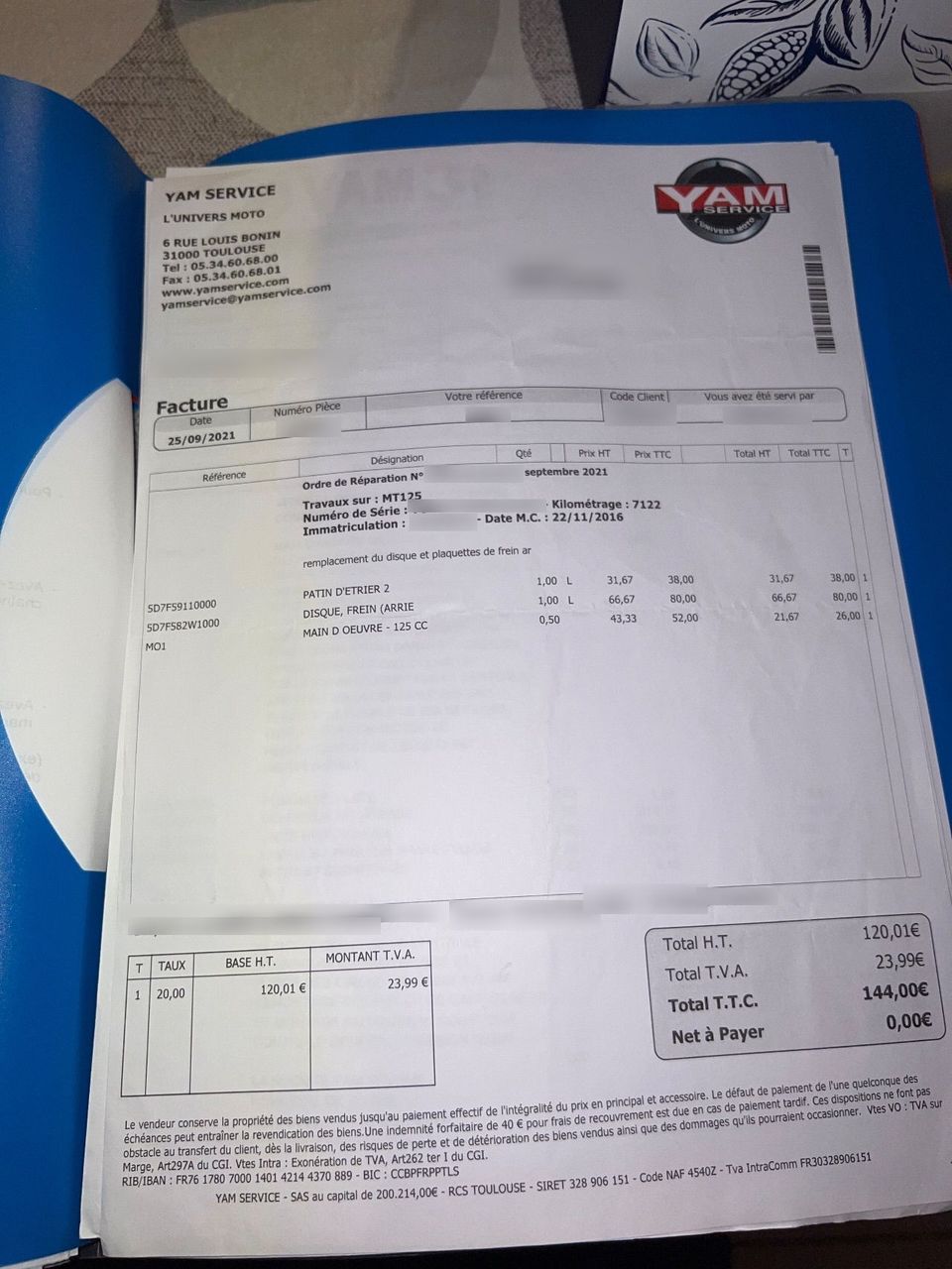 Photo YAMAHA MT 125 A