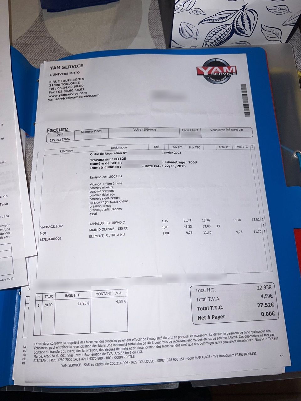 Photo YAMAHA MT 125 A