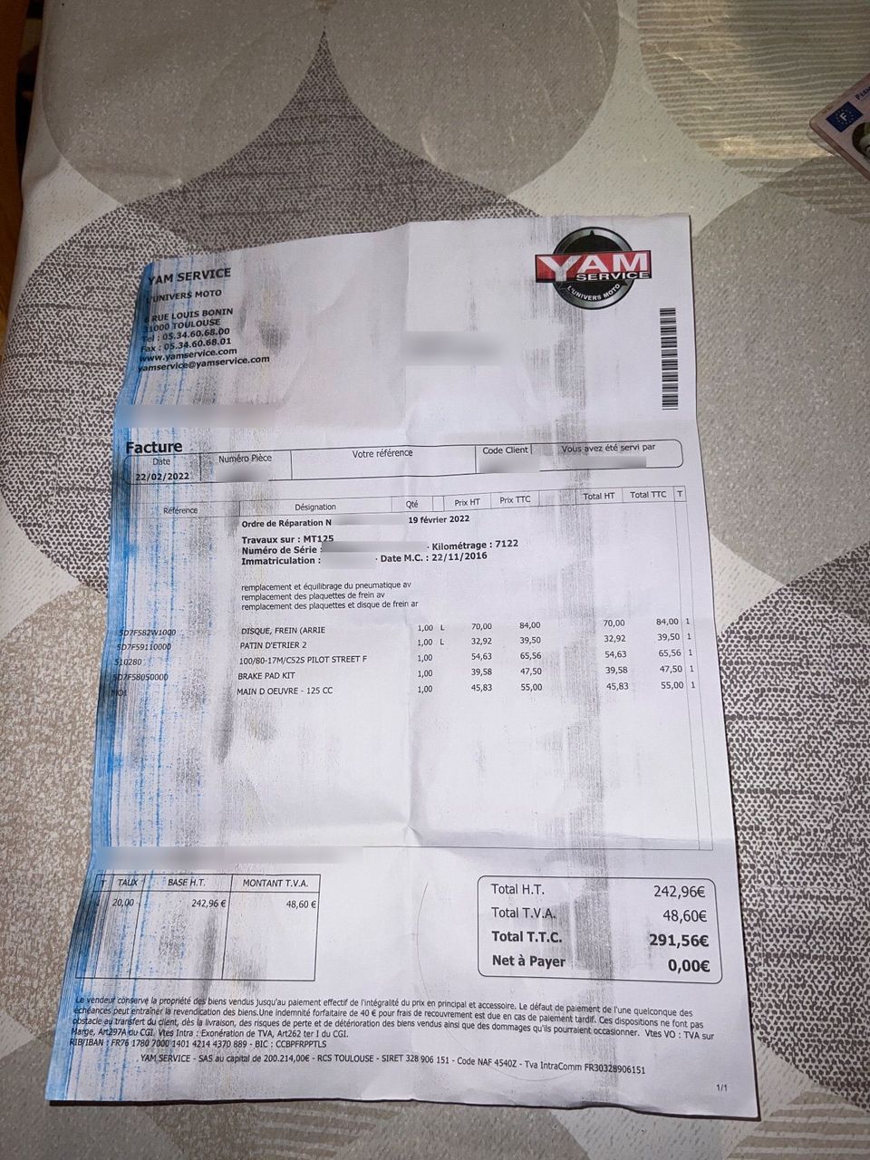 Photo YAMAHA MT 125 A