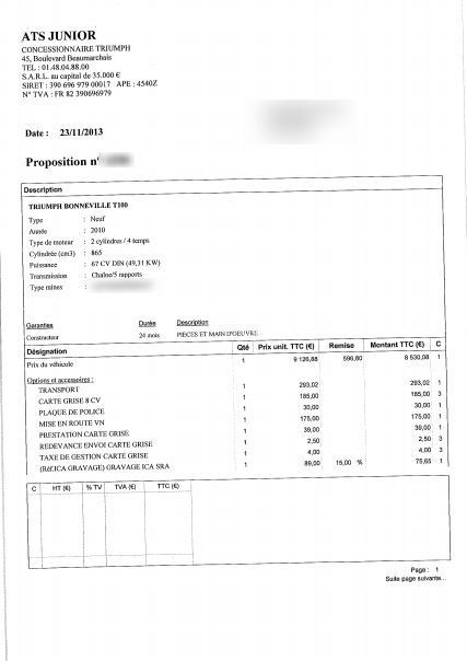 Photo TRIUMPH BONNEVILLE