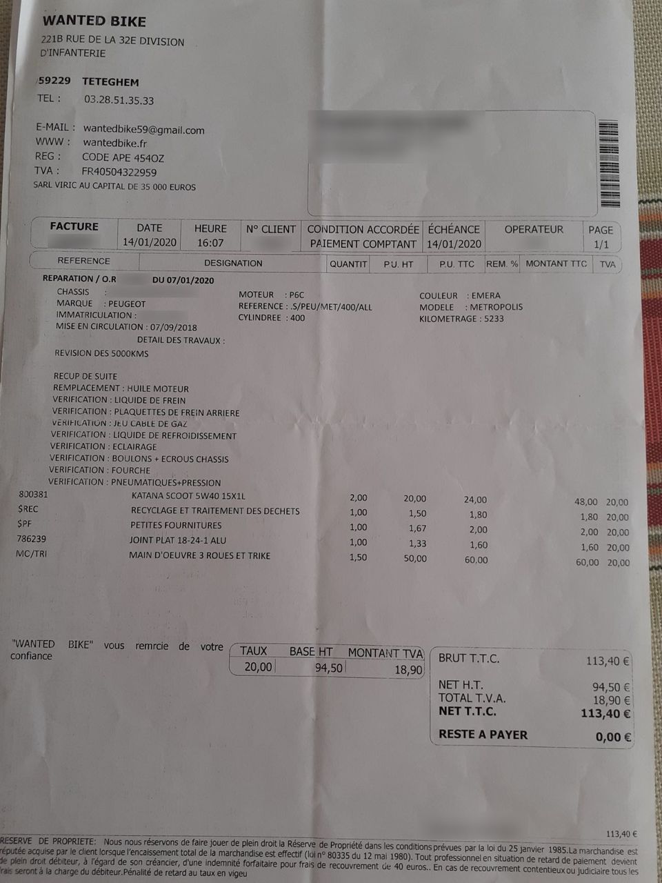 Photo PEUGEOT METROPOLIS 400