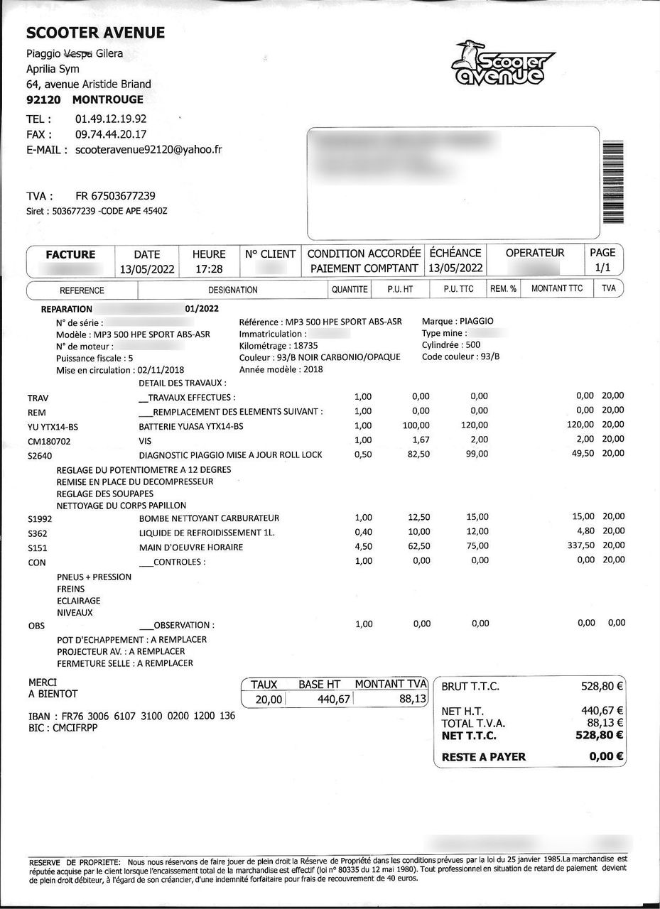 Photo PIAGGIO MP3 500 LT