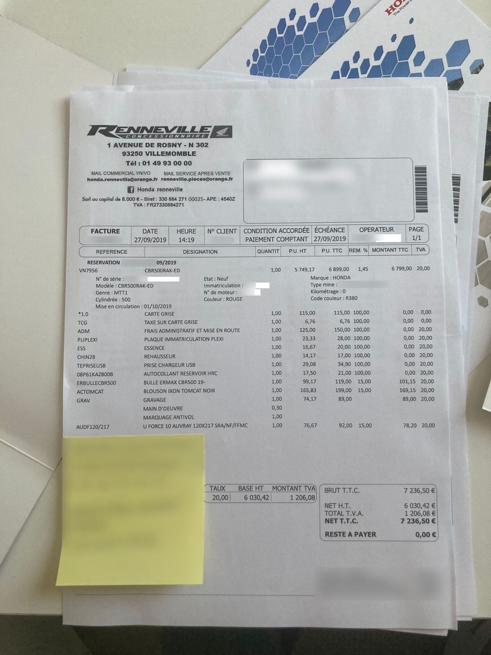 Photo HONDA CBR 500 R