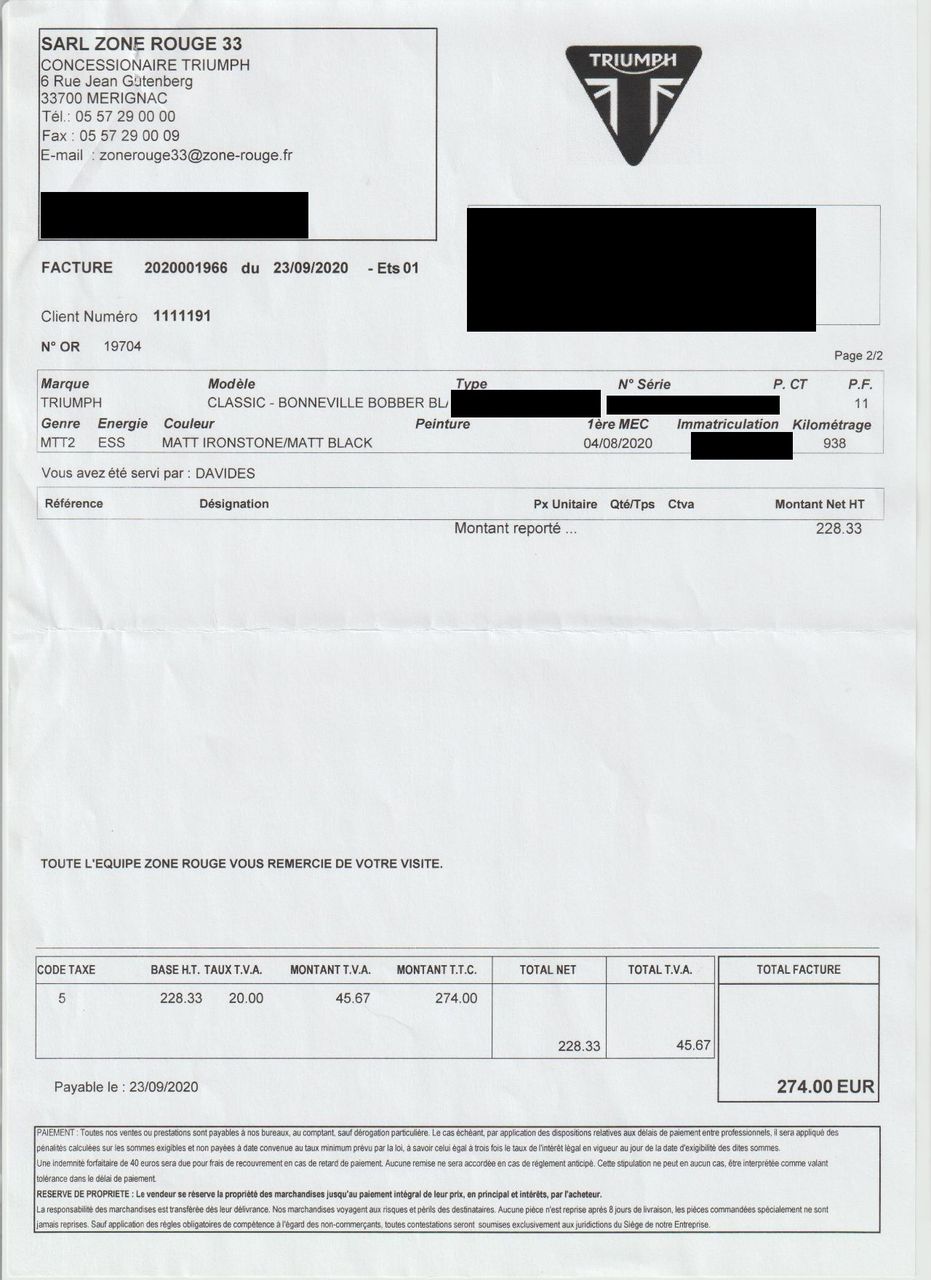 Photo TRIUMPH BONNEVILLE