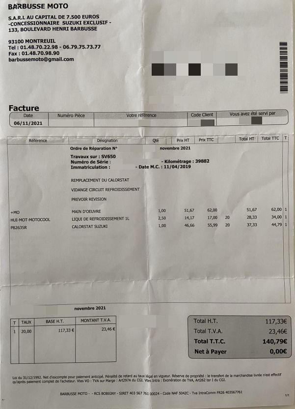 Photo SUZUKI SV 650 U