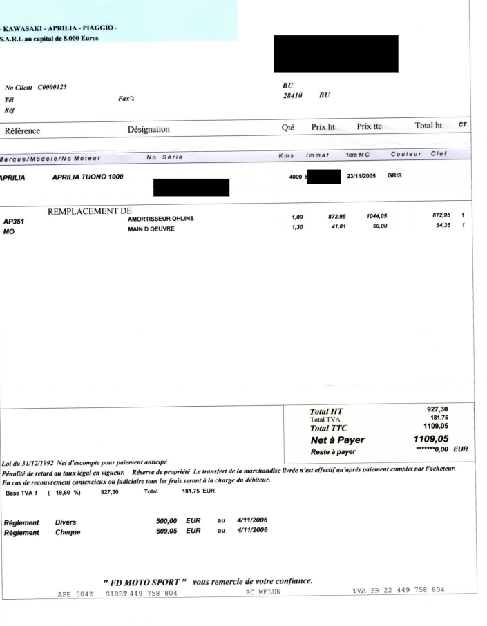 Photo APRILIA TUONO 1000