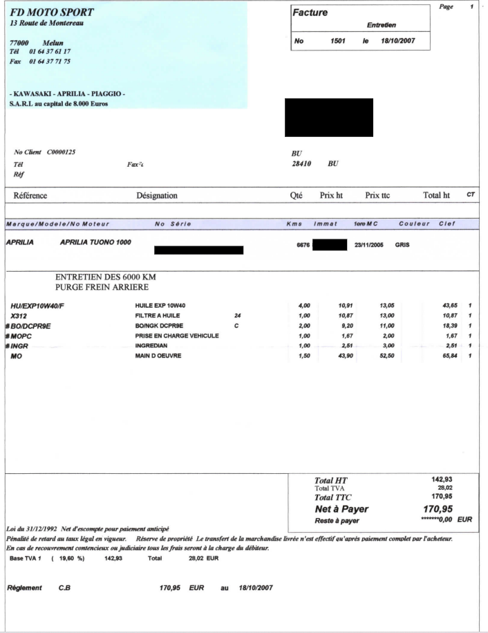 Photo APRILIA TUONO 1000