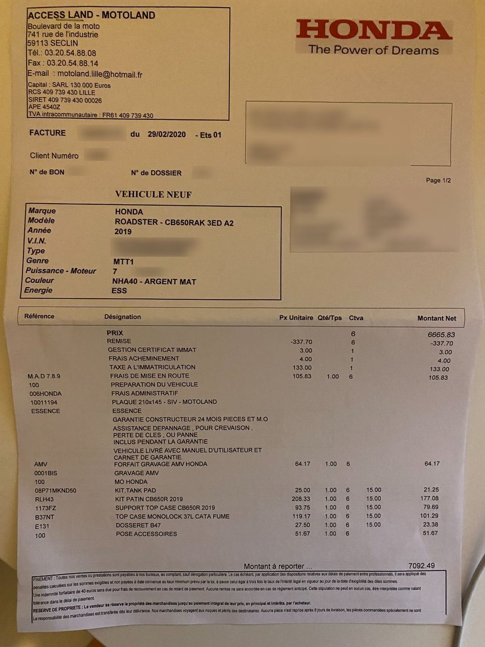 Photo HONDA CB 650 RA