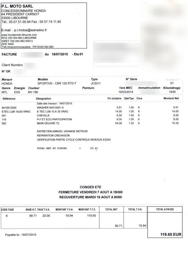 Photo HONDA CBR 125 R