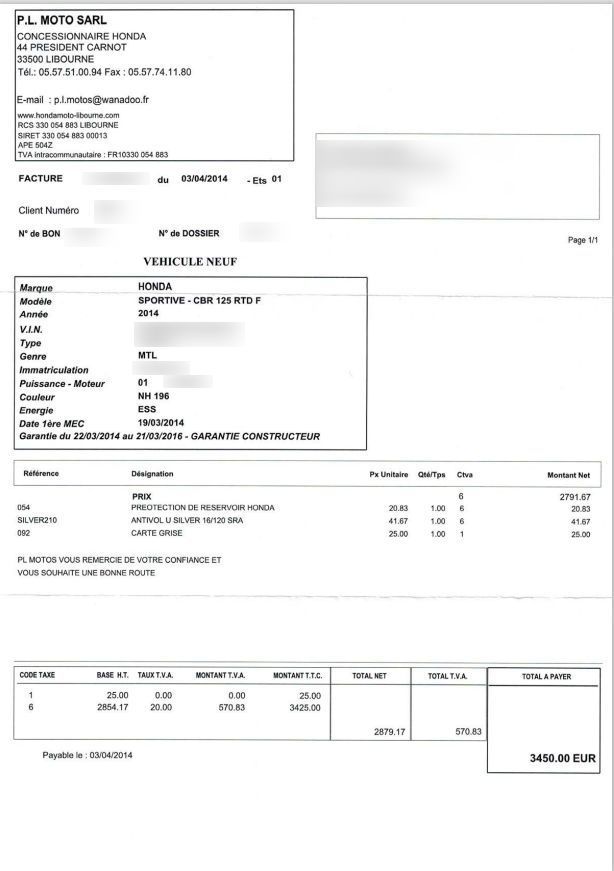 Photo HONDA CBR 125 R