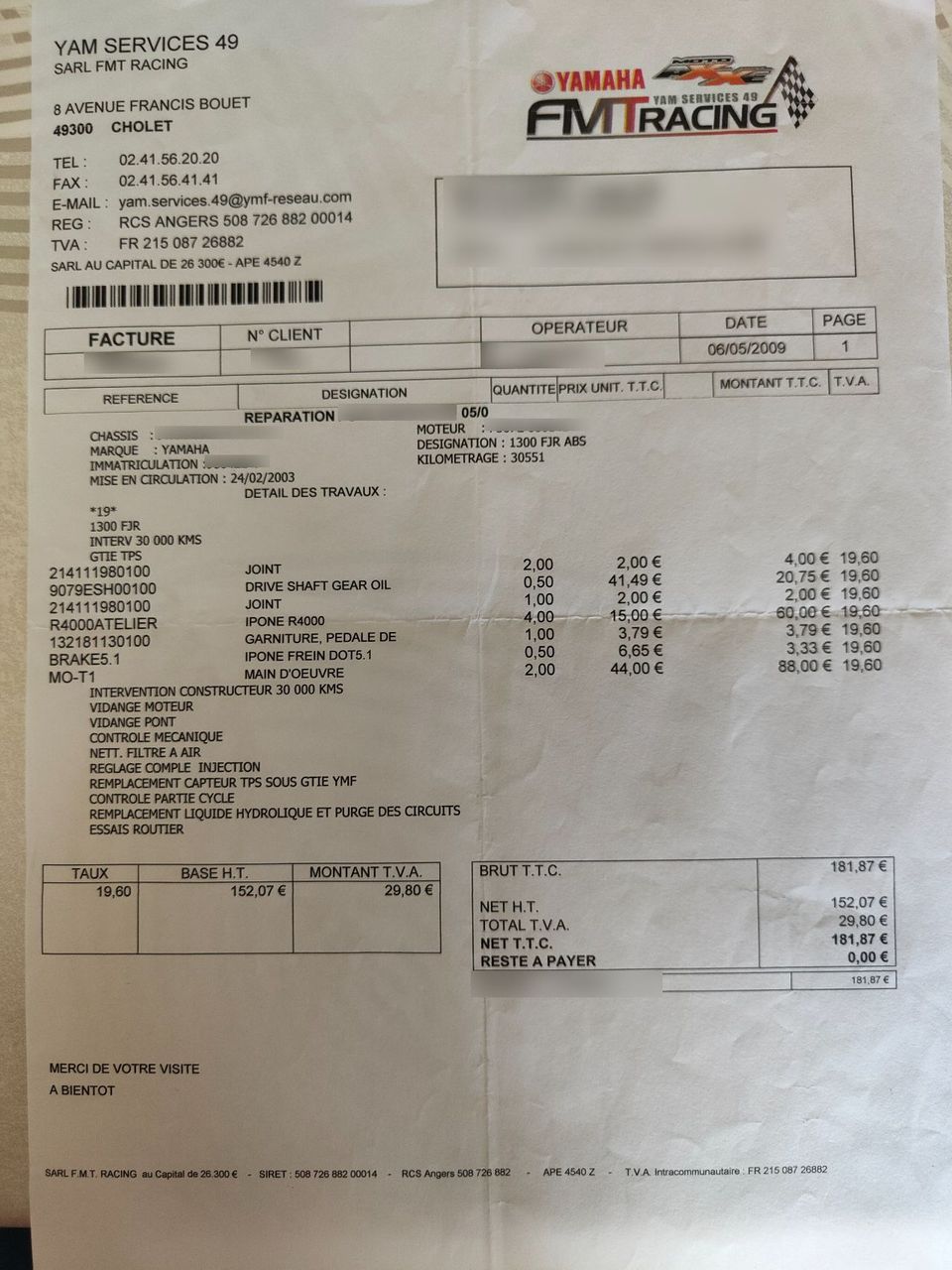 Photo YAMAHA FJR 1300 ABS