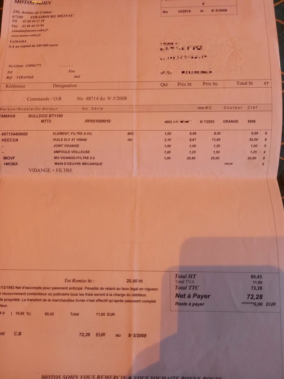 Photo YAMAHA BT 1100 BULLDOG