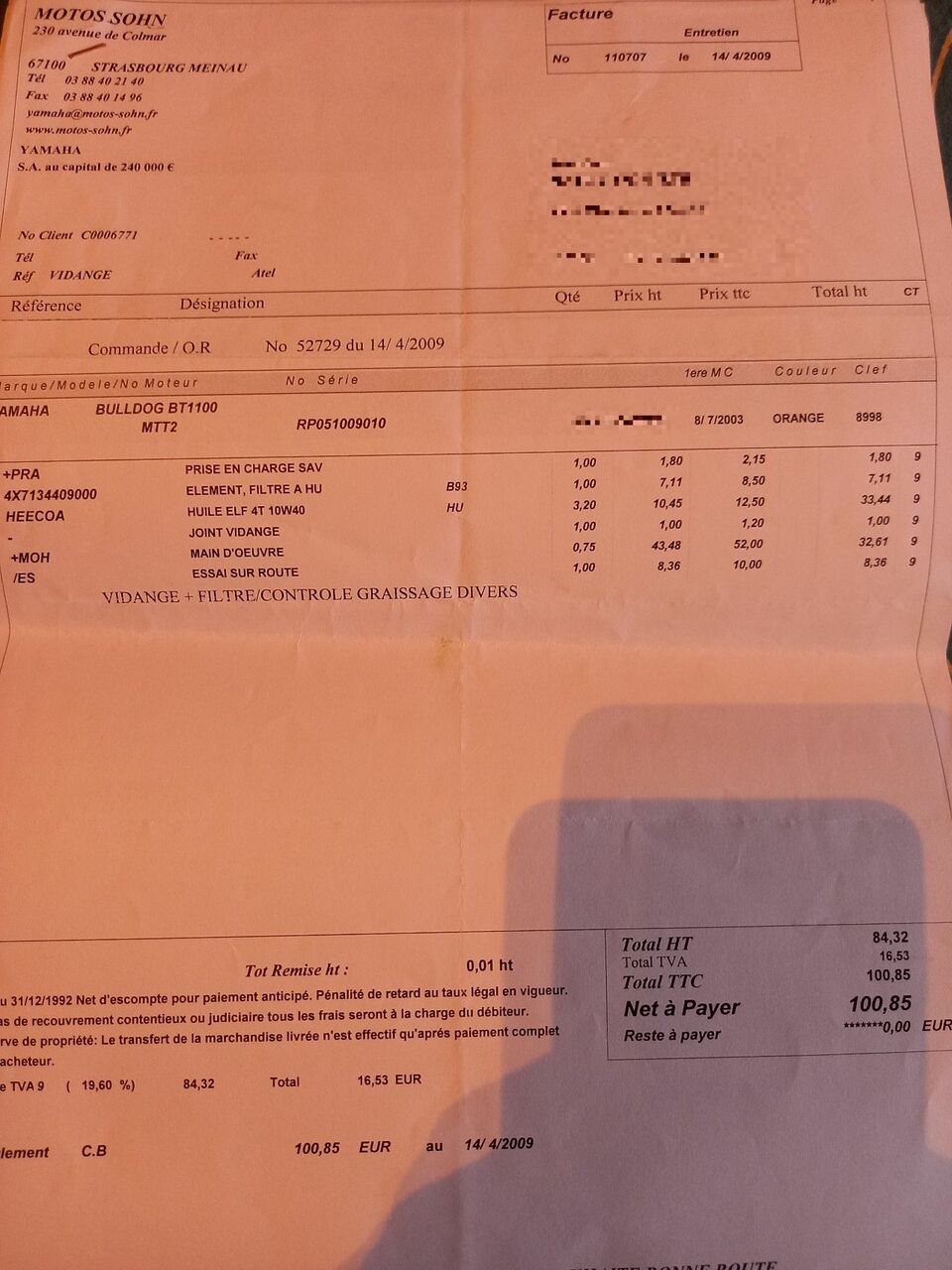 Photo YAMAHA BT 1100 BULLDOG