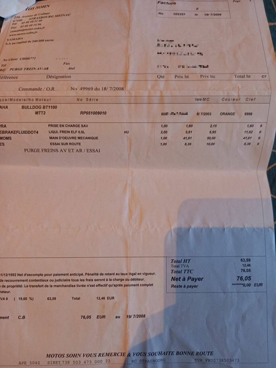 Photo YAMAHA BT 1100 BULLDOG