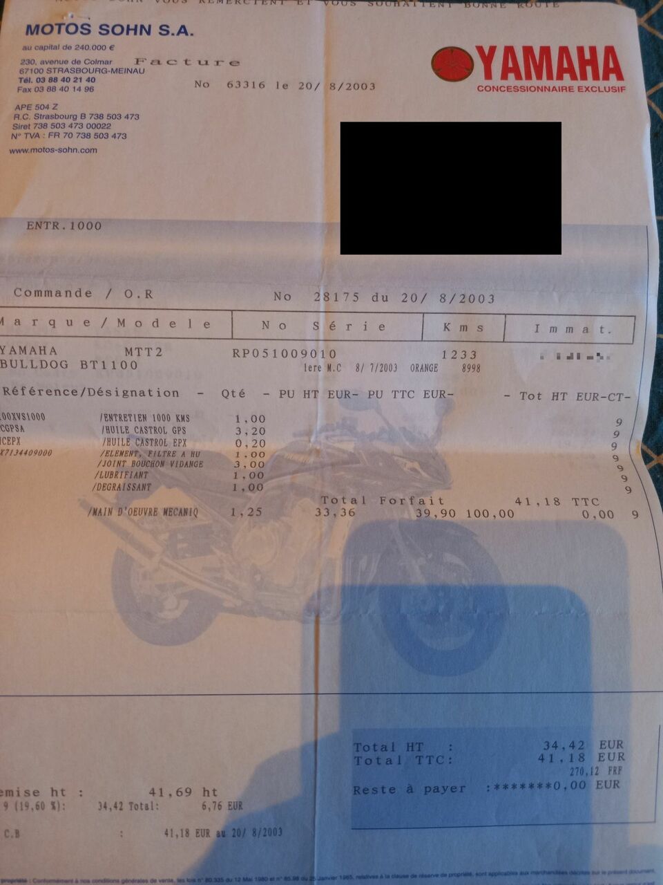 Photo YAMAHA BT 1100 BULLDOG