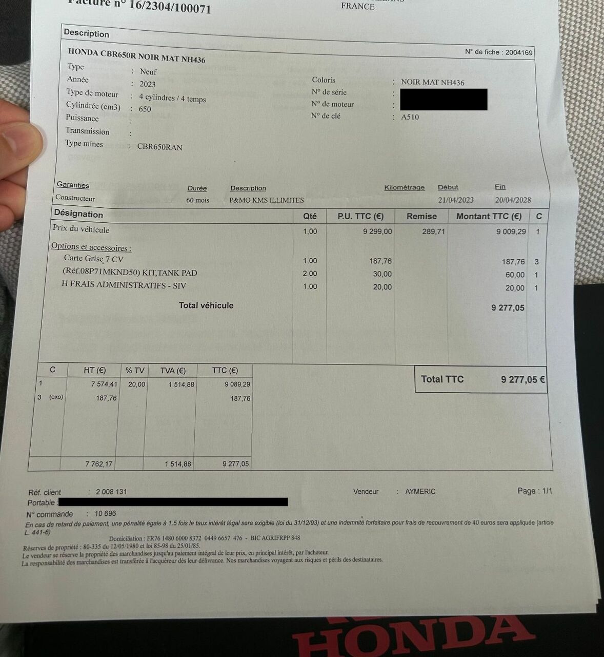 Photo HONDA CBR 650 RA