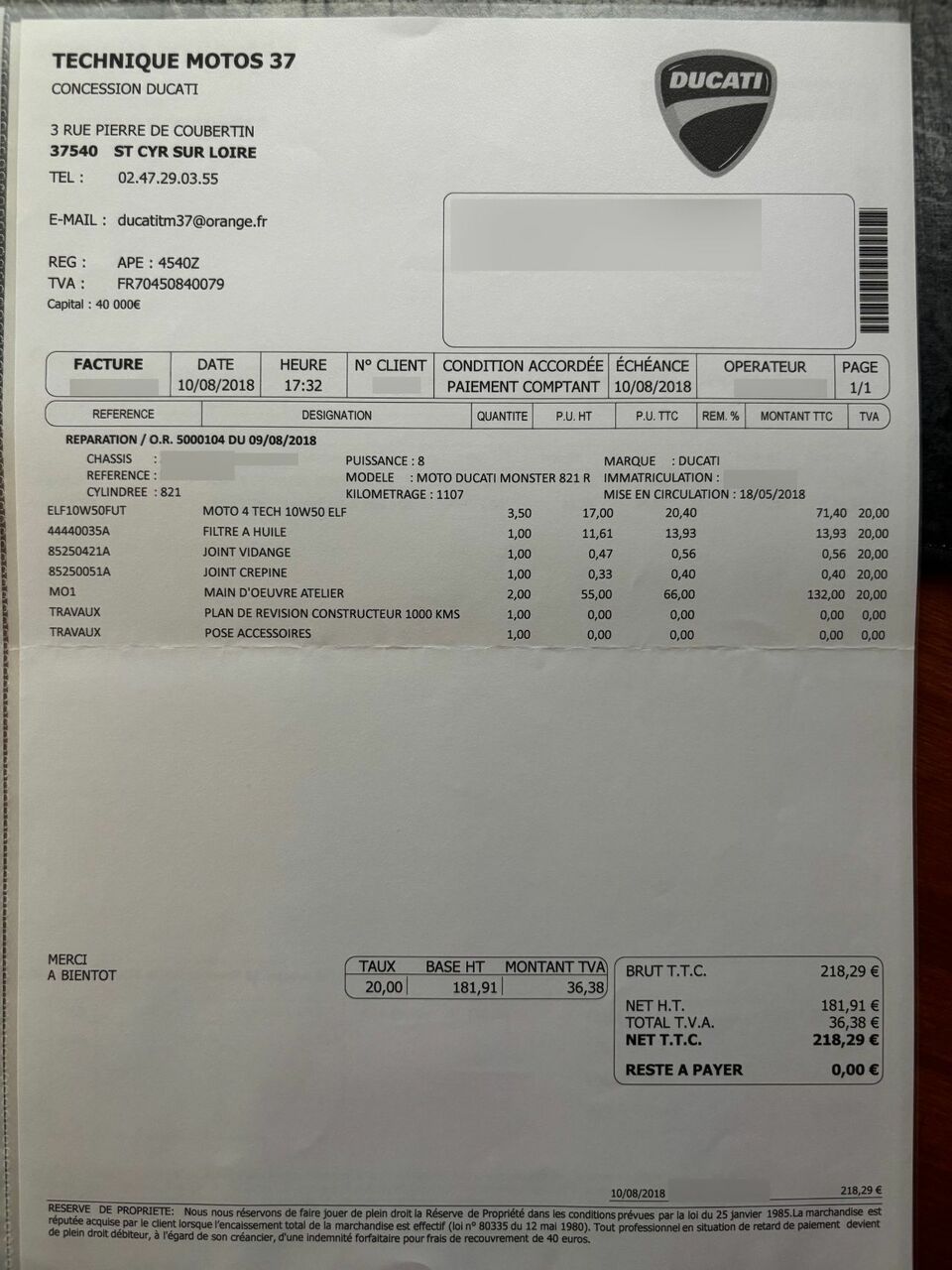 Photo DUCATI MONSTER 821