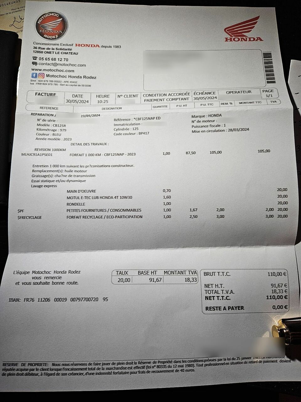 Photo HONDA CBF 125 NA