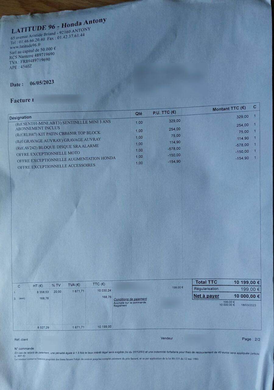 Photo HONDA CBR 650 RA