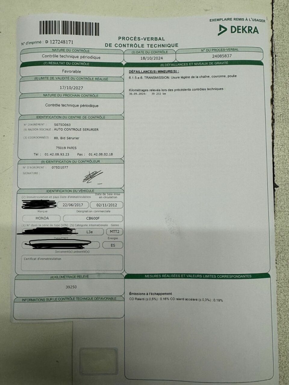 Photo HONDA CB 600 F