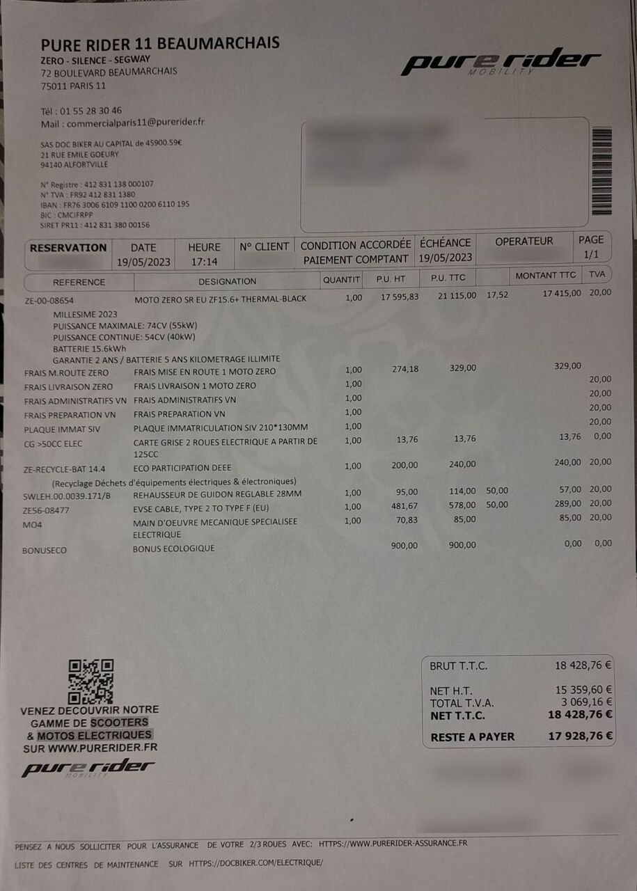 Photo ZERO MOTORCYCLES SR-F