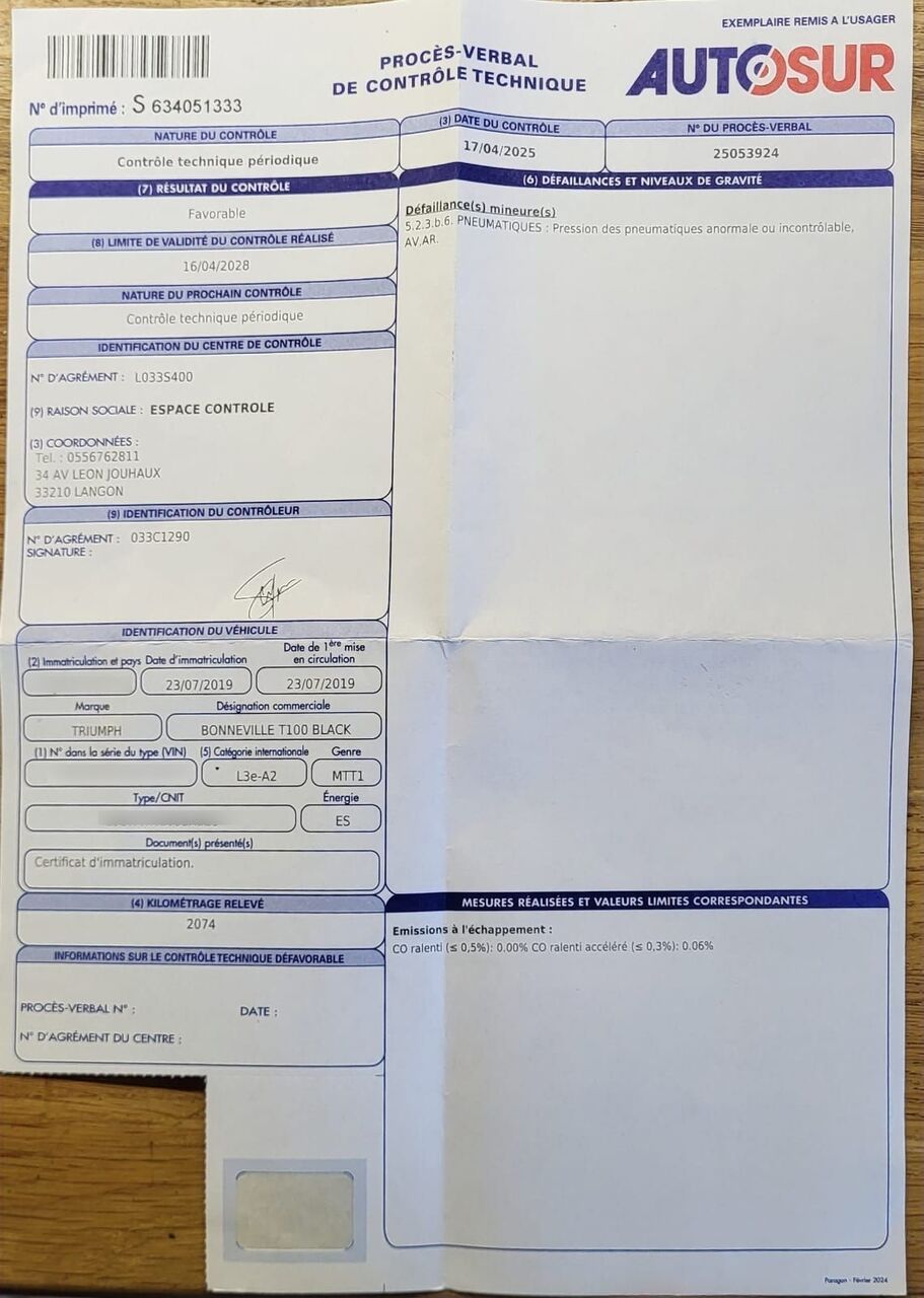 Photo TRIUMPH BONNEVILLE