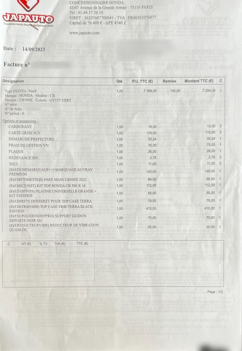 Photo HONDA CB 500 XA