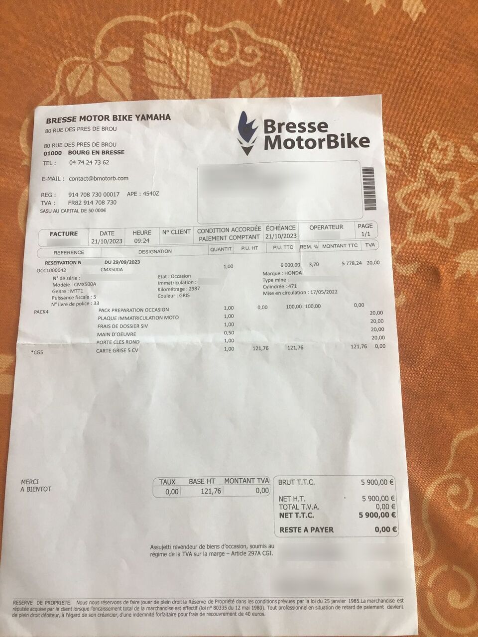 Photo HONDA REBEL 500 BLACK