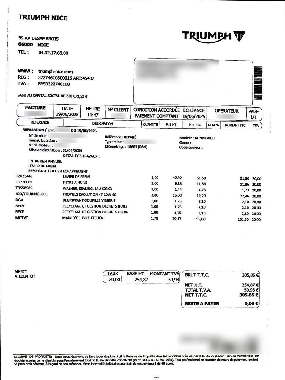 Photo TRIUMPH BONNEVILLE