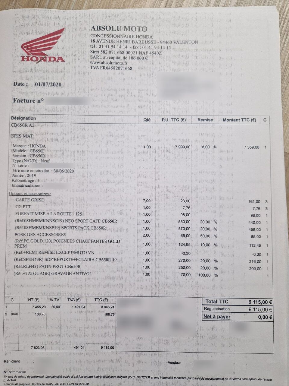 Photo HONDA CB 650 R ABS