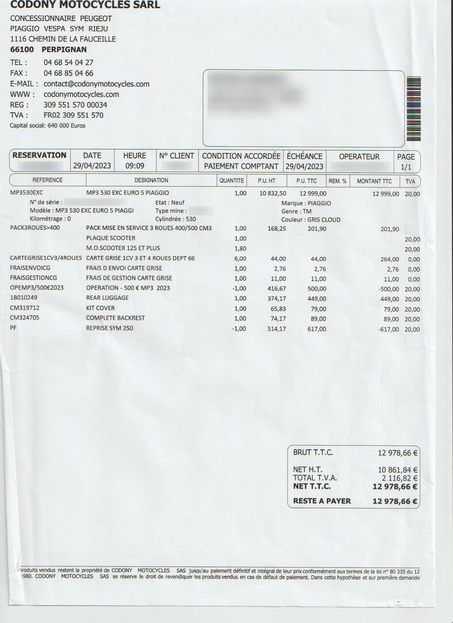 Photo PIAGGIO MP3 530 HPE