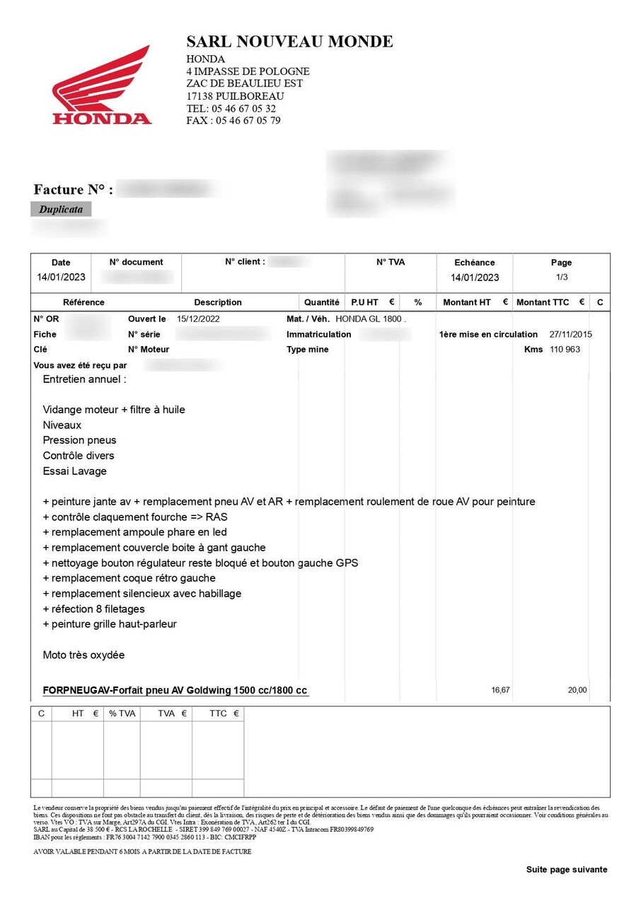 Photo HONDA GOLDWING 1800