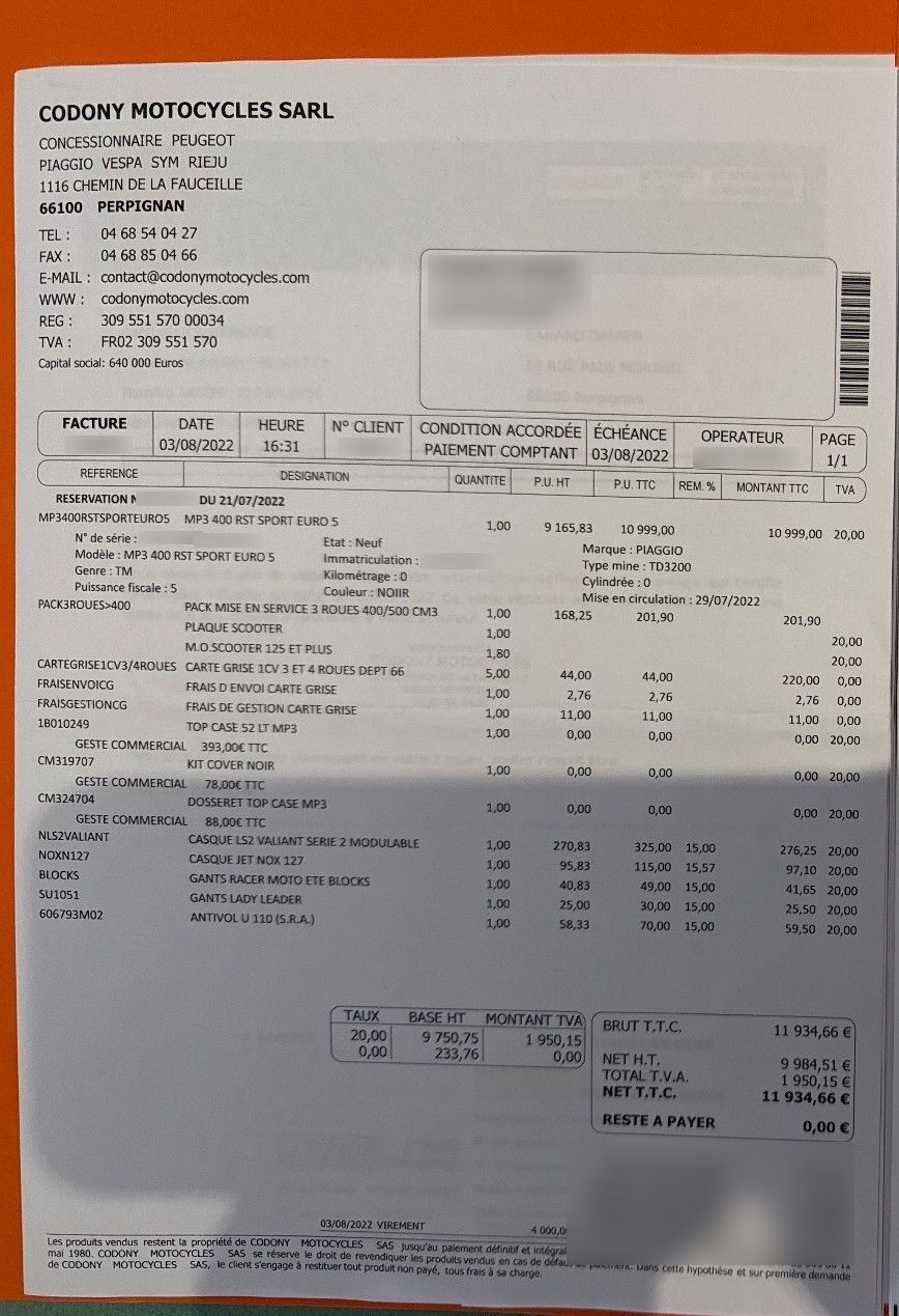 Photo PIAGGIO MP3 400 HPE