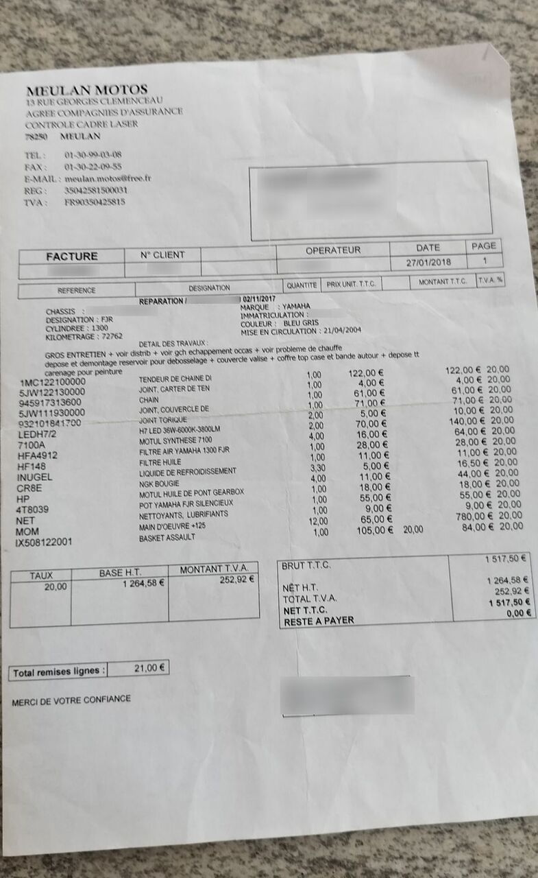 Photo YAMAHA FJR 1300